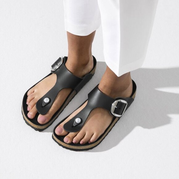Birkenstock Women's Gizeh Big Buckle Black Leather Sandals Shoes Size EU 40 US 9